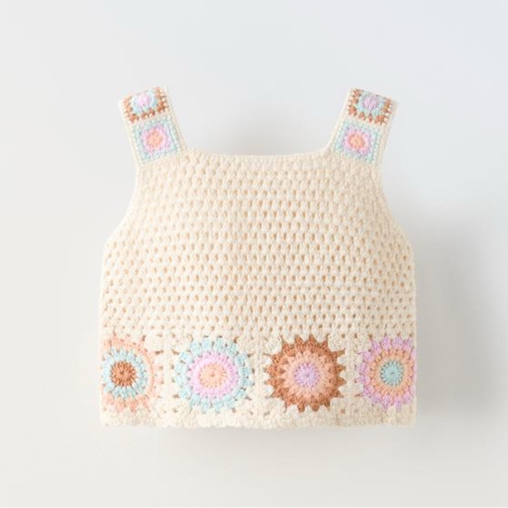 Zara kids Crochet tank + shorts set. Size 5/6 Mint condition no tips or stains